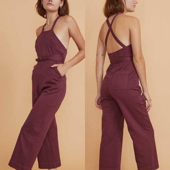 Marine Layer Tess Wide Leg Jumpsuit in Caberet Overalls Sz 4 - Picture 1 of 5